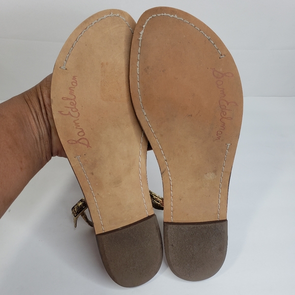 Sam Edelman Gold Snake Embossed Thong Sandal 7.5 - Picture 6 of 9